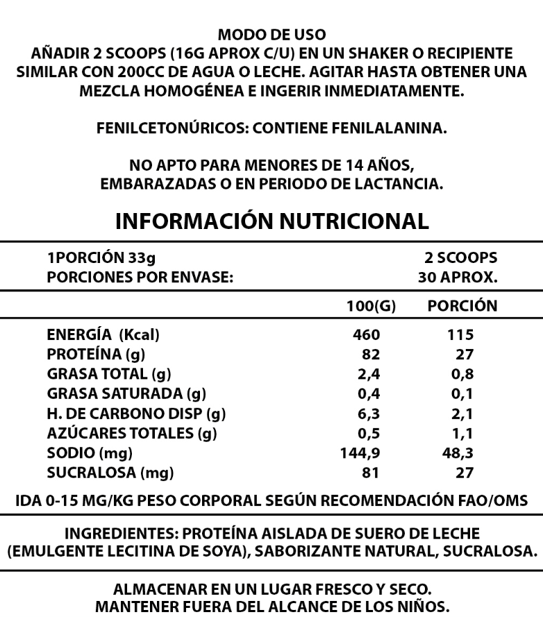 PROTEINA ISO WHEY 1KG CHOCOLATE