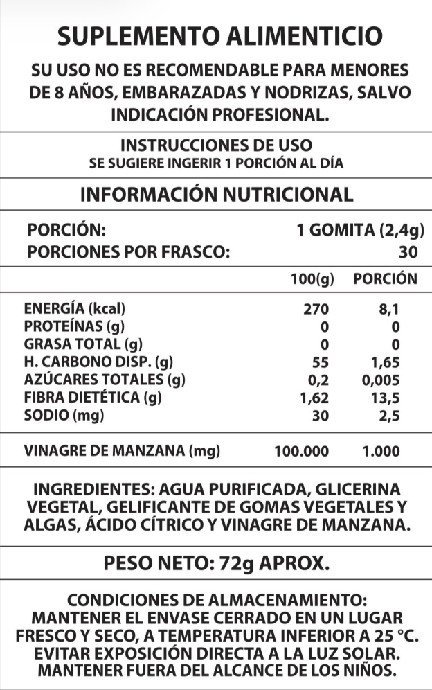 GOMITAS VINAGRE DE MANZANA 1000MG